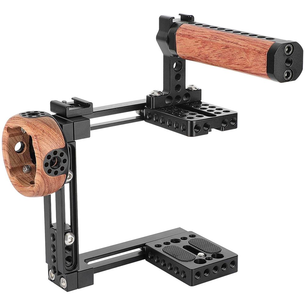 CAMVATE Dual-Use Adjustable Cage Kit with Wooden Top & Round Side Handles