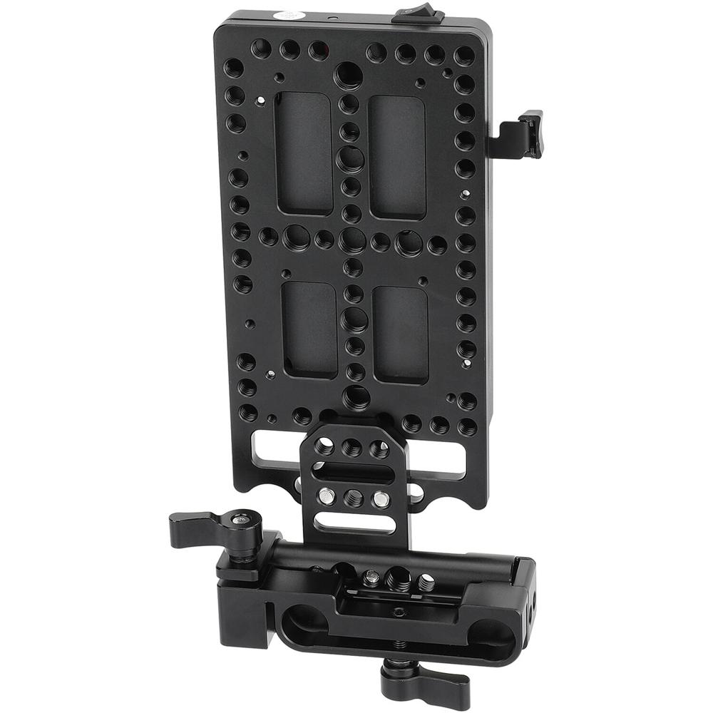 Placa de Batería V-Mount CAMVATE con Divisor de Alimentación y Soporte Ajustable para Varilla de 15