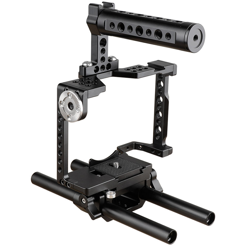 CAMVATE Jaula Completa con Mango Superior y Sistema de Doble Varilla de 15mm para Cámaras Sony Sele