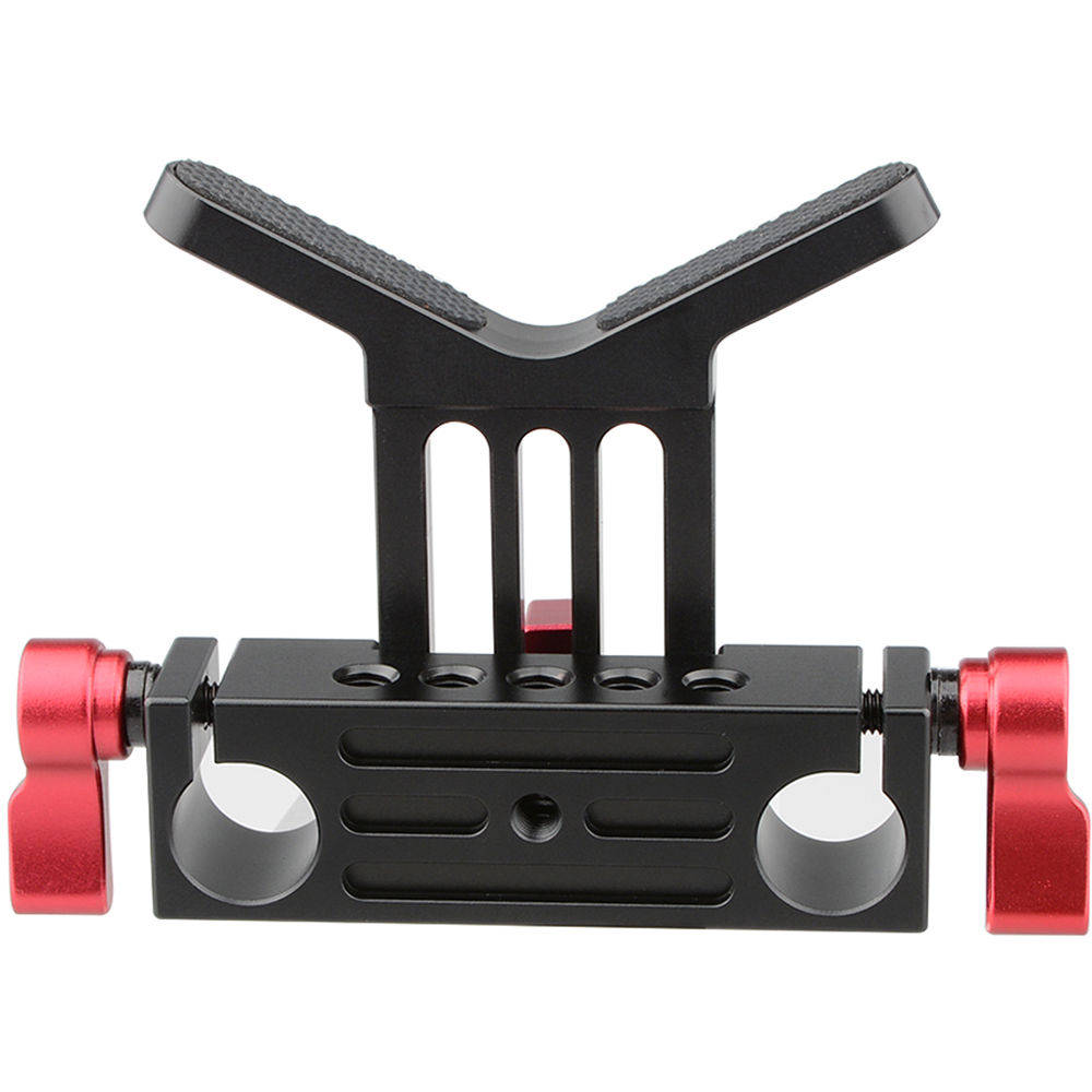 Soporte de Lente Ajustable CAMVATE para Varillas de 15mm (Perillas Rojas) - Compatible con Diámetro