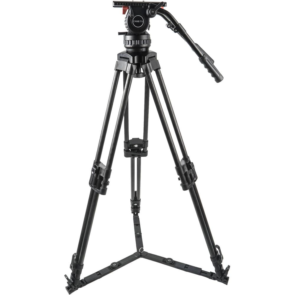CAME-TV Trípode de Fibra de Carbono con Cabezal Fluido - Sistema Pesado de 100mm, 65 lb de Carga, 2