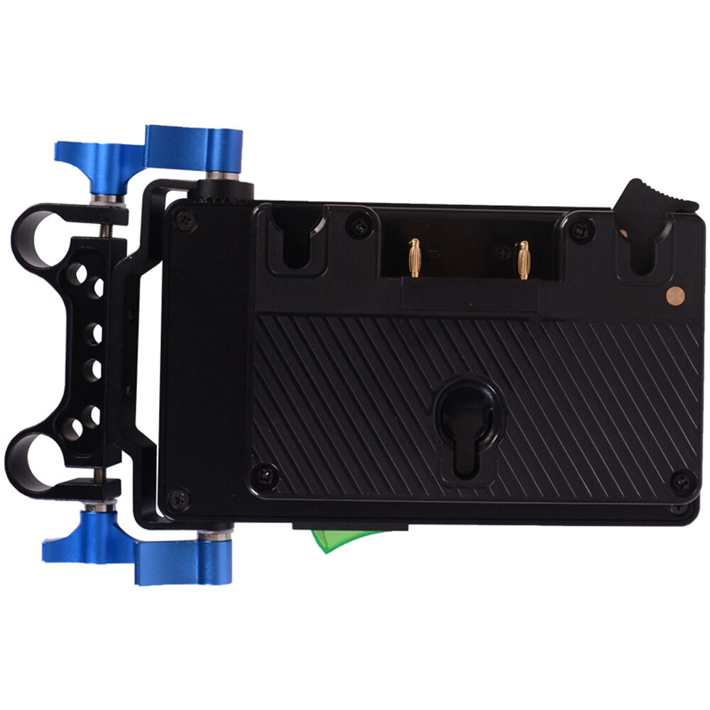 Placa de Batería Gold Mount a V-Mount DigitalFoto Solution Limited con Clamp de Varilla LWS de 15mm