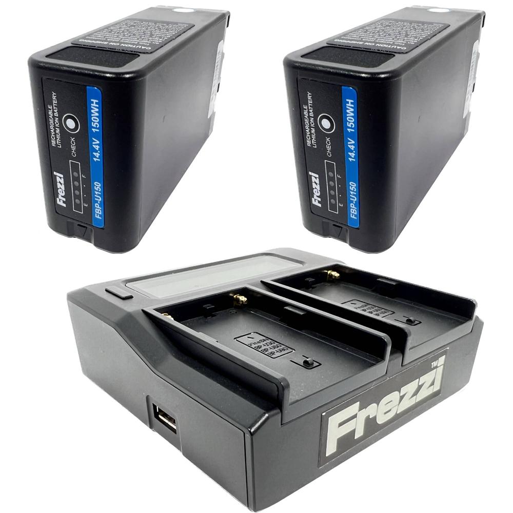 Kit de Baterías Frezzi FS-3 FBP-U150 Sony BP-U-Type con Cargador Doble (2 x Baterías 14.4V, 150Wh,