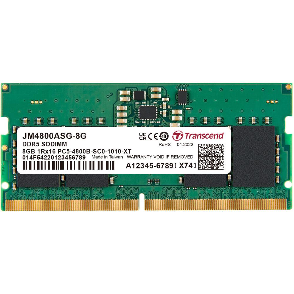 Transcend JetRam 8GB DDR5 SO-DIMM Unbuffered RAM (1 x 8GB) - 4800 MHz, 1.1V, On-Die ECC 1722913-REG Transcend JetRam 8GB DDR5 SO-DIMM Unbuffered RAM (1 x 8GB) - 4800 MHz, 1.1V, On-Die ECC 1722913-REG