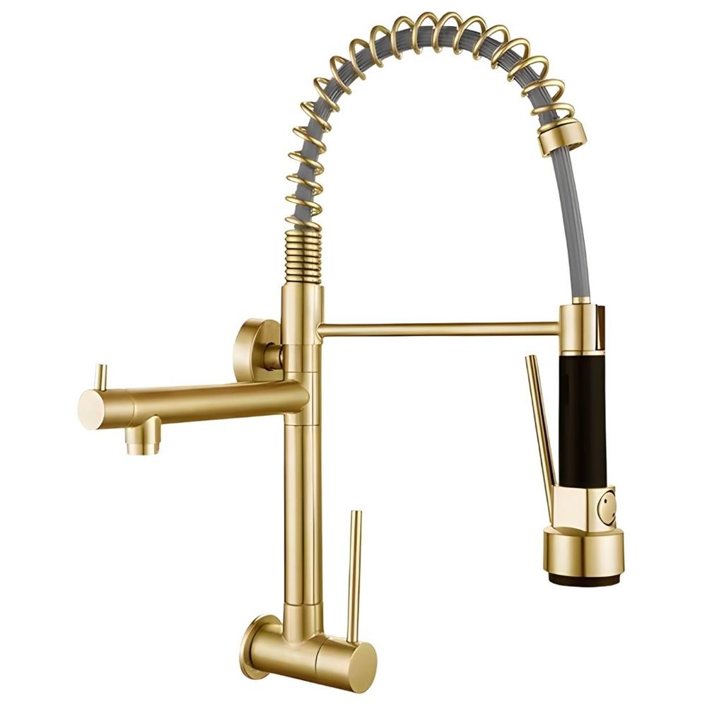 Llave de Cocina Dorada con Doble Salida - LC304-309907 Llave de Cocina Dorada con Doble Salida - LC304-309907