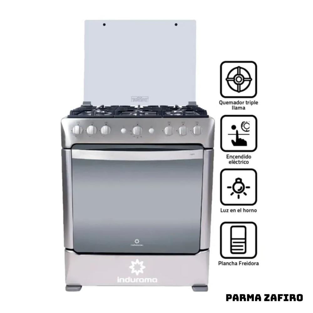 COCINA DE PIE INDURAMA A GAS 6 HORNILLAS ACERO INOX - PARMA ZAFIRO