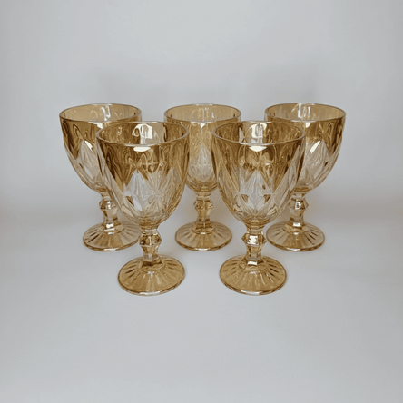 Copas de vino o agua vintage Dorado Copas Vintage Labradas de Vidrio Dorado Elegancia para Vino o Agua