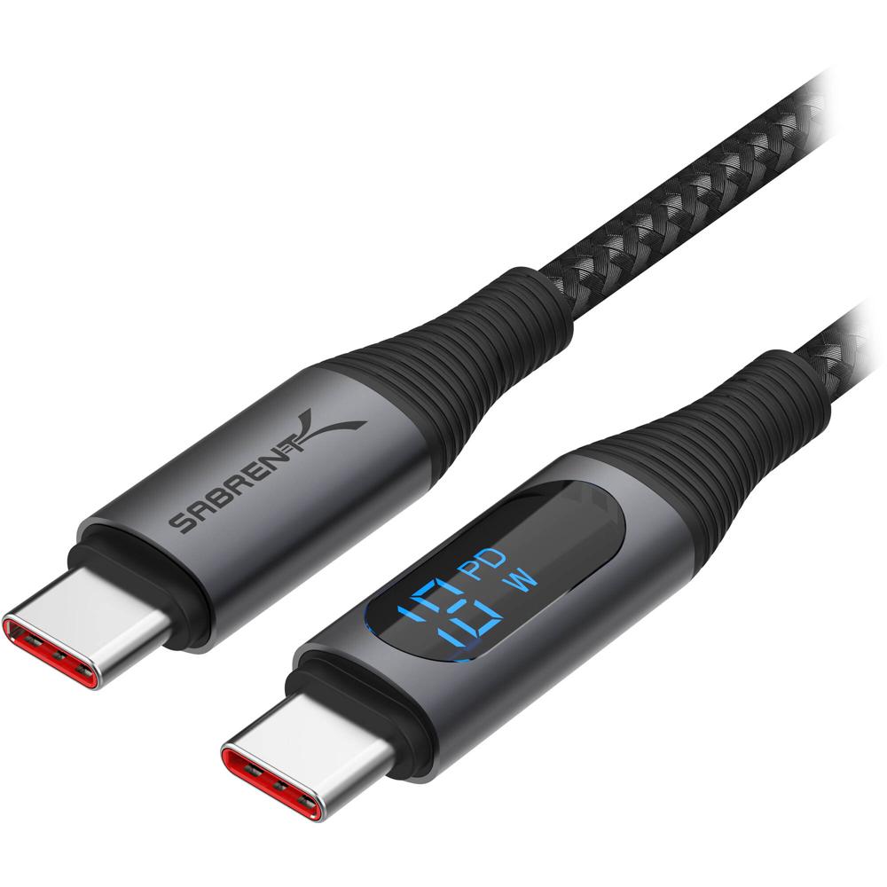 Cable USB-C Sabrent con Pantalla Inteligente (3.3', Negro) - Conector Estándar USB-C, Certificado Ap 1806176-REG Cable USB-C Sabrent con Pantalla Inteligente (3.3', Negro) - Conector Estándar USB-C, Certificado Ap 1806176-REG