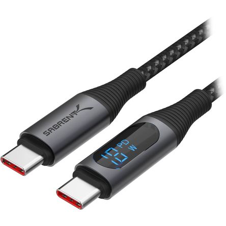 Cable USB-C Sabrent con Pantalla Inteligente (3.3', Negro) - Conector Estándar USB-C, Certificado Ap 1806176-REG