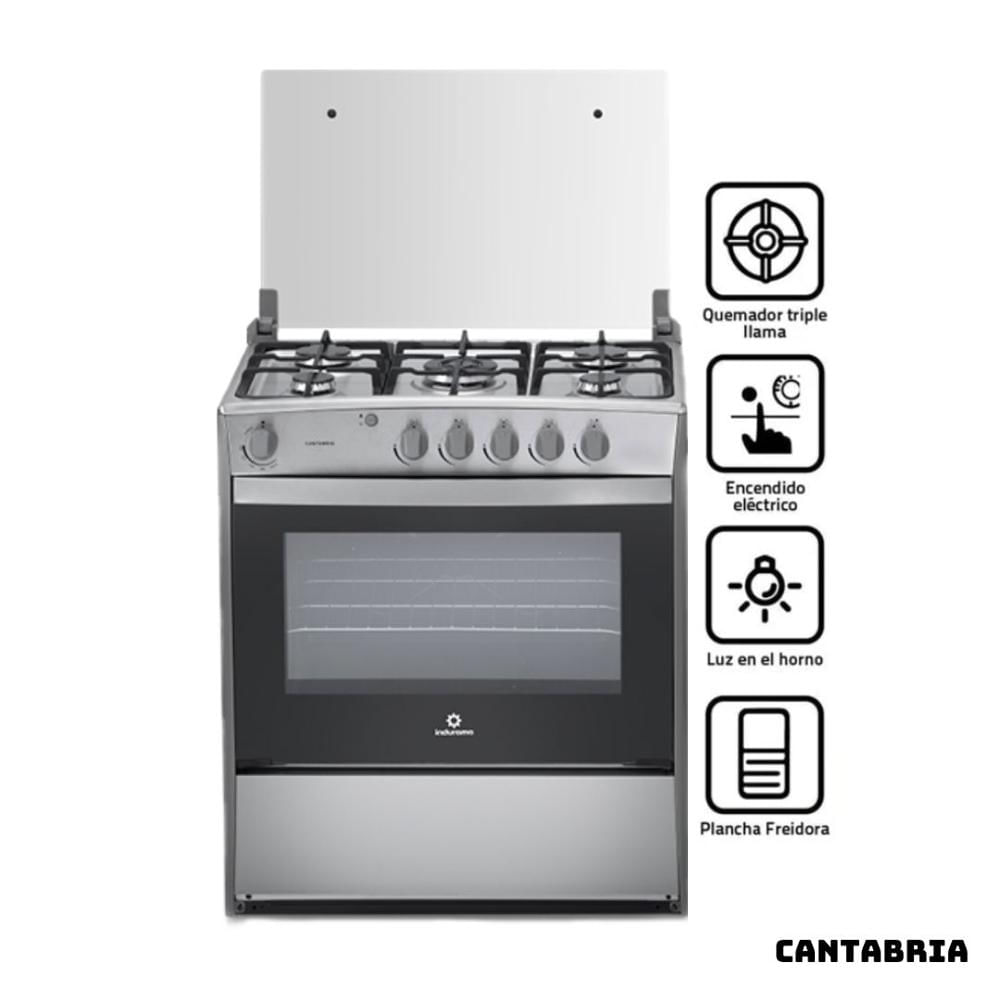 COCINA DE PIE INDURAMA A GAS 5 HORNILLAS CROMA - CANTABRIA