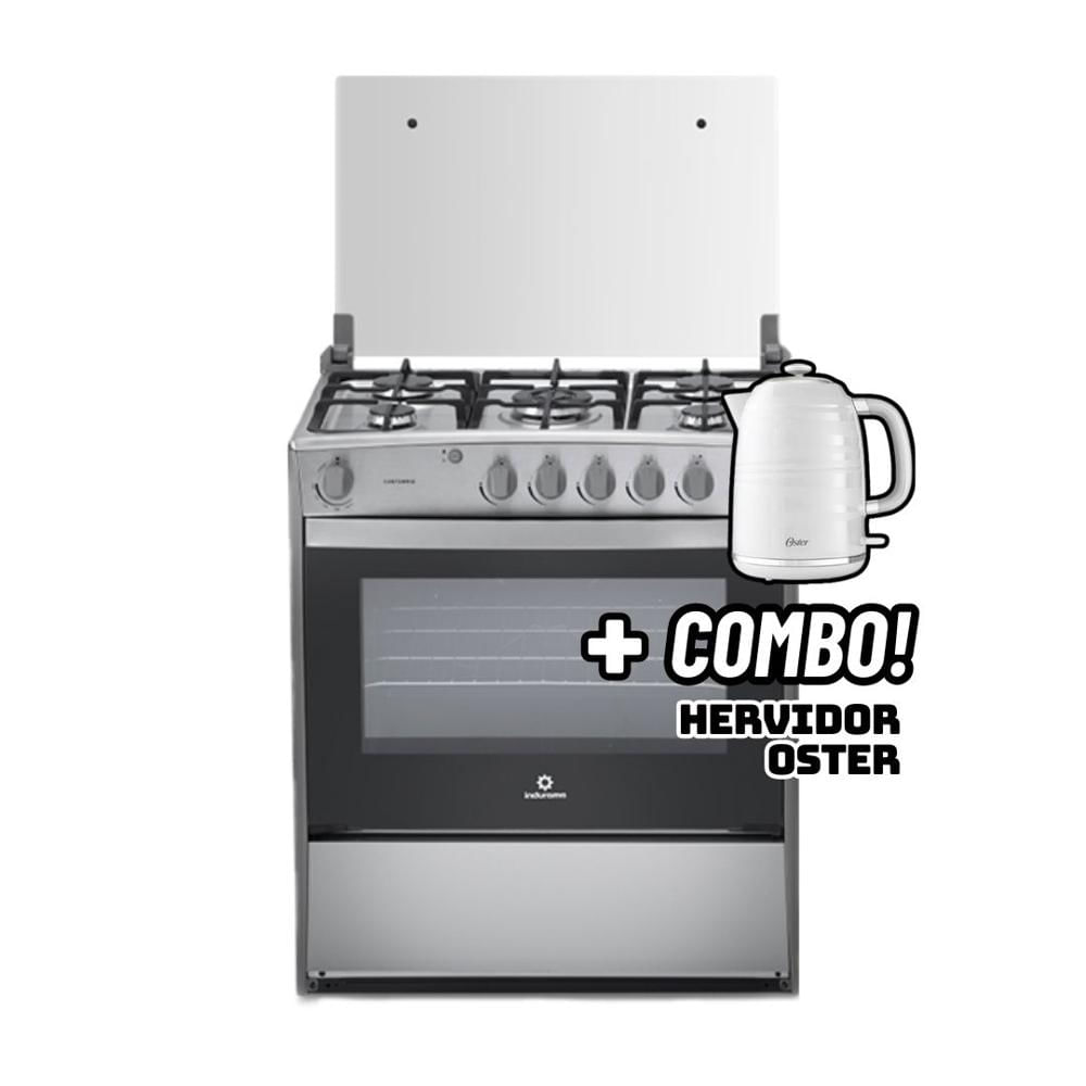 COCINA DE PIE INDURAMA A GAS 5 HORNILLAS CROMA - CANTABRIA - HERVIDOR OSTER BLANCO