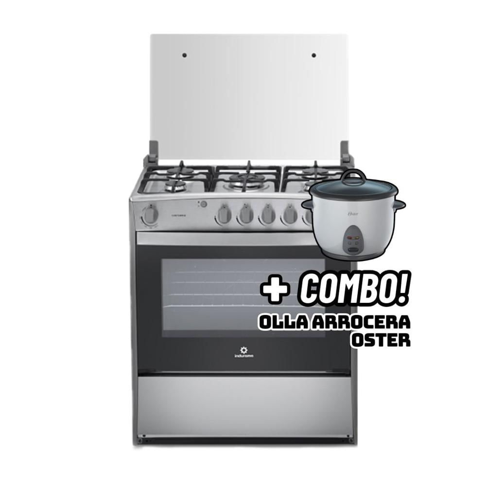 COCINA DE PIE INDURAMA A GAS 5 HORNILLAS CROMA - CANTABRIA - ARROCERA OSTER BLANCA