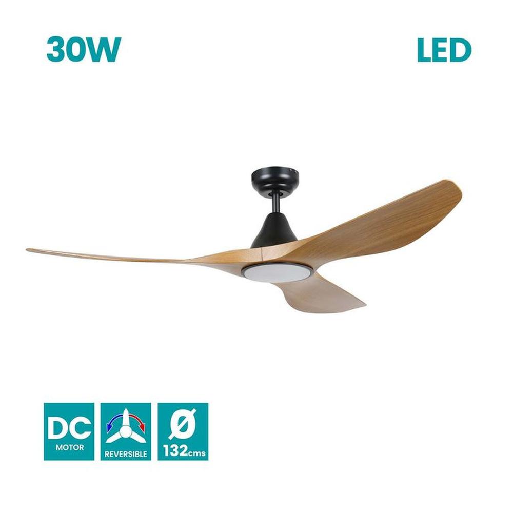 Ventilador Portsea 19w Blanco-madera Negro, natural Ventilador Portsea 19w Blanco-madera Negro, natural