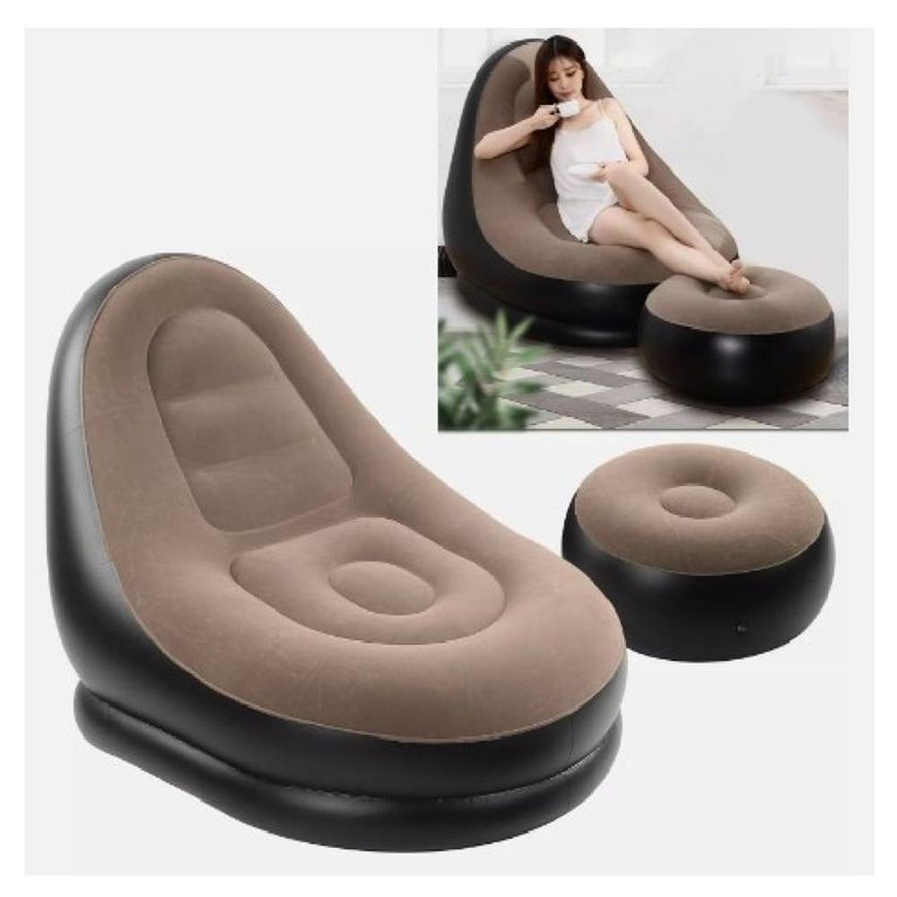 Sofá Sillón inflable 2 en 1 portátil con reposapiés Ultra cómodo