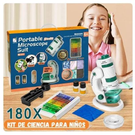 Kit Laboratorio Microscopio Portátil Ciencia Educativo 33pcs BLANCO Kit Laboratorio Microscopio Portátil Ciencia Educativo 33pcs BLANCO
