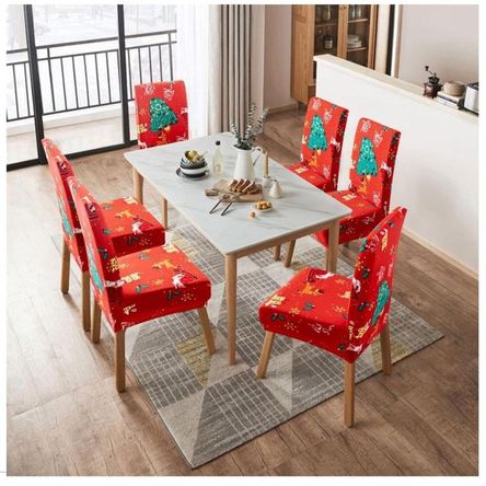 Pack 6 fundas Silla Modelos Navideños Elásticas Protectora ROJO