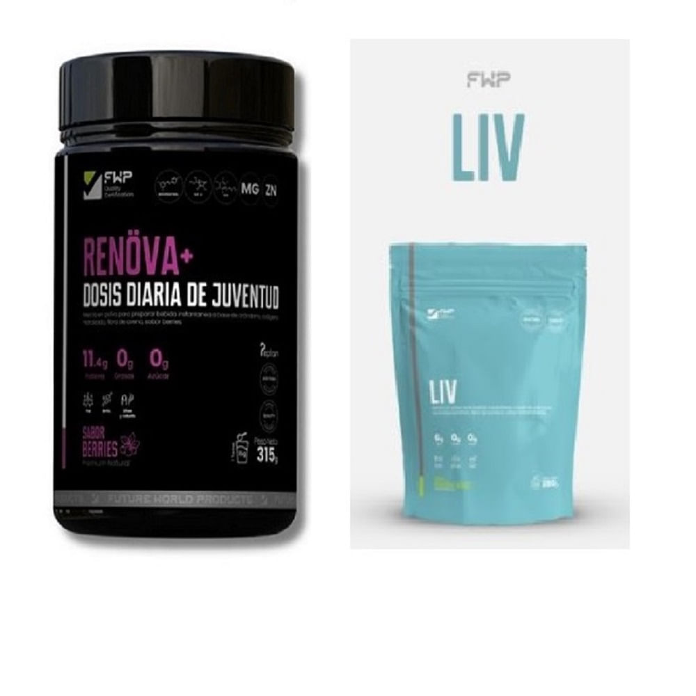 Renova Colágeno Hidrolizado Activos Berries BOTE y Liv Suplemento Natural De Manzana En Polvo