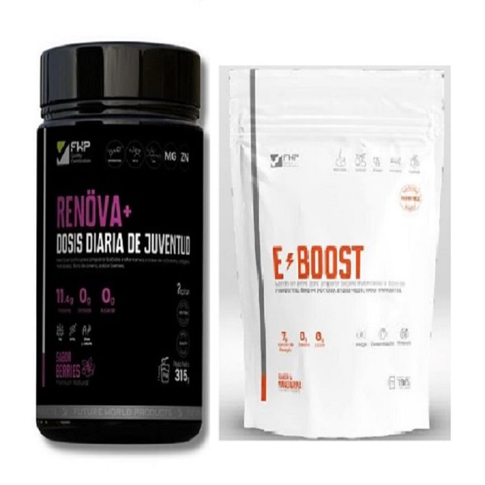 Renova Colágeno Hidrolizado Activos Berries BOTE Y Eboost Energizante En Polvo  Mandarina