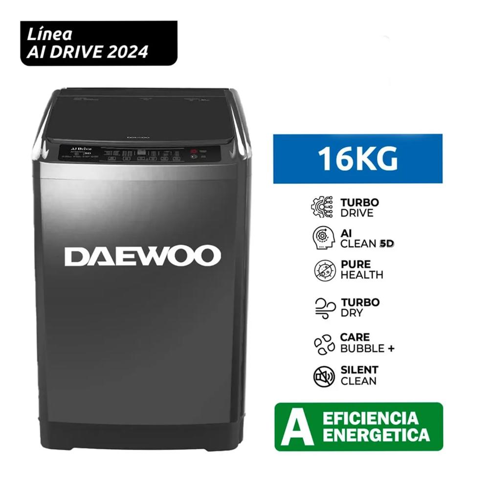 LAVADORA 16KG DAEWOO AI DRIVE LAVADO INTELIGENTE DPAI-1624