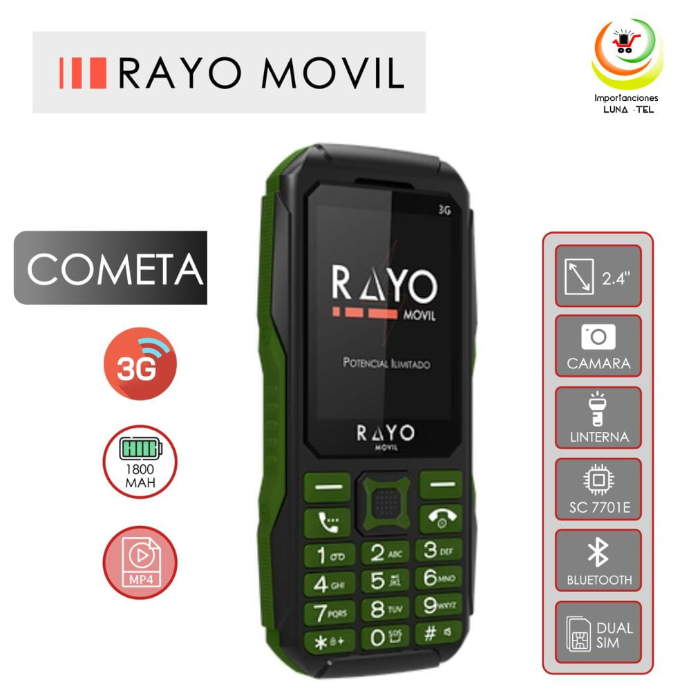 CELULAR BASICO RAYO COMETA 3G DUAL SIM - VERDE