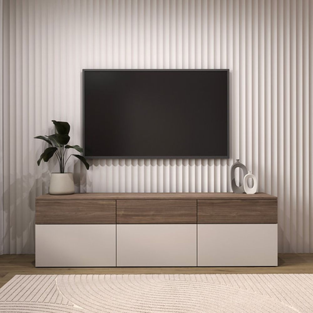 Mesa de TV 55'' Bayron Beige y Plomo | Masiva Home