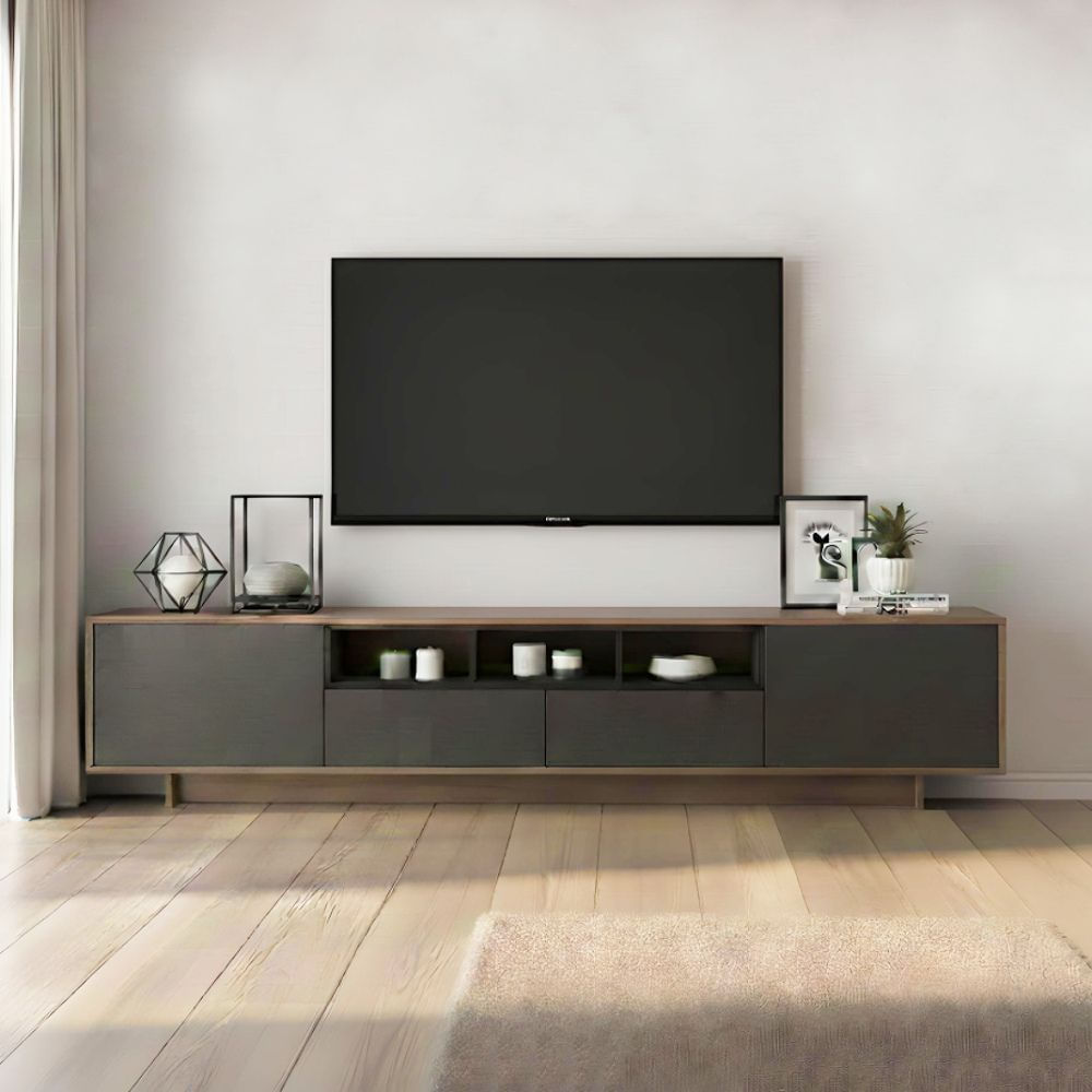 Mesa de TV 70'' Kevin Marron claro y Plomo | Masiva Home