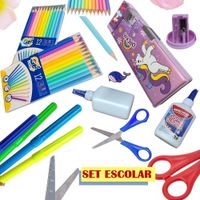 Box 2 Utiles Escolares Juego de Pinturas Cartuchera y Plumones