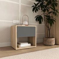 Velador Mesa de Noche Arden Beige y Plomo - Masiva Home