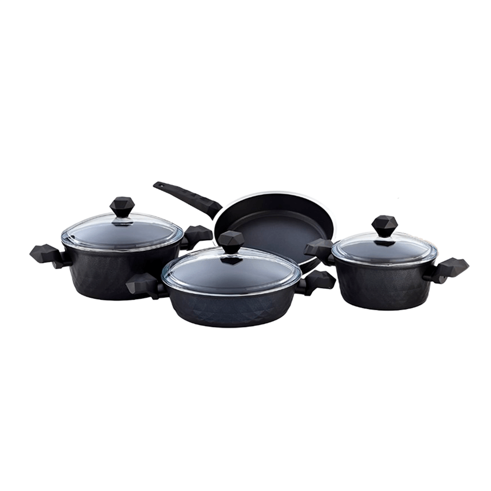 FALEZ BIODIAMOND BLACK Set de 7 piezas Ollas 2024 cm Olla baja 26 cm sartén 26