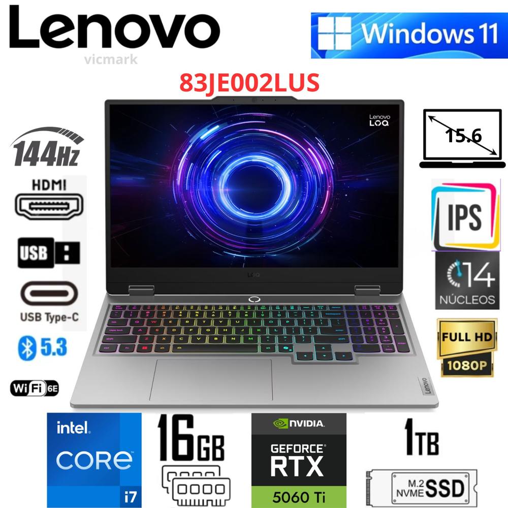 Laptop Gamer Lenovo LOQ 15IRX10  FHD 144Hz Core i7-13650HX 16GB 512GB SSD RTX 5060 8GB