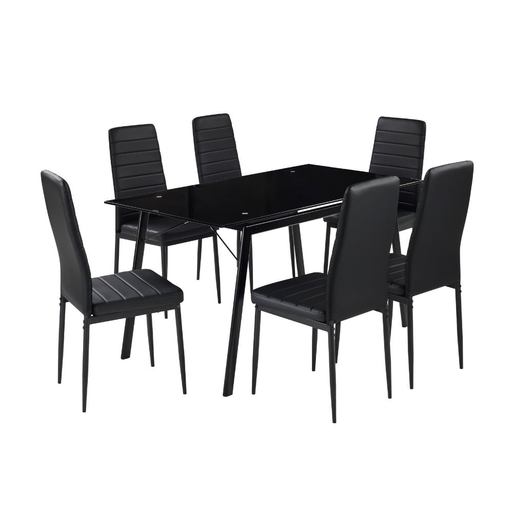 Orange | juego de comedor de vidrio con 6 sillas