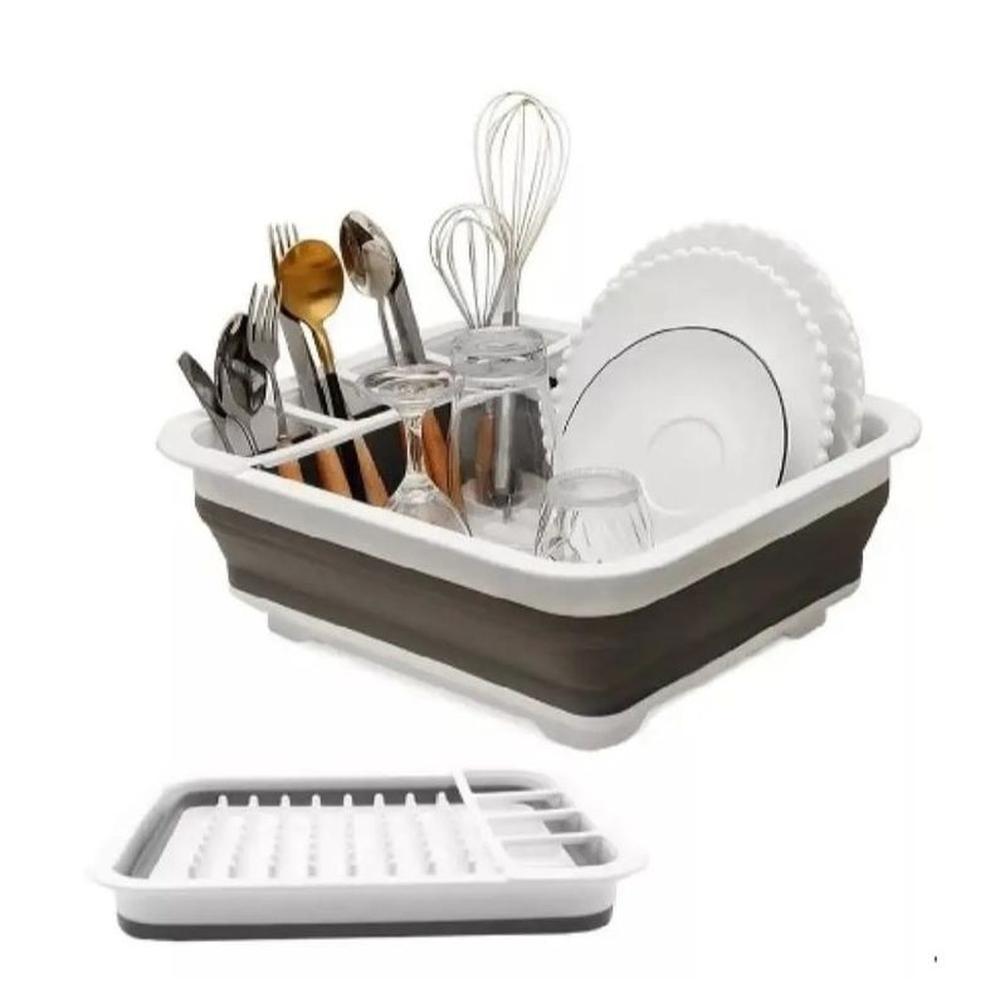 Escurridor y organizador de utensilios y Platos Plegable con Drenaje