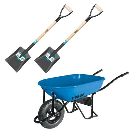 Carretilla 5.5 Truper + 2 Palas Cuadrada Total 11752-THTHW0102-THTHW0102