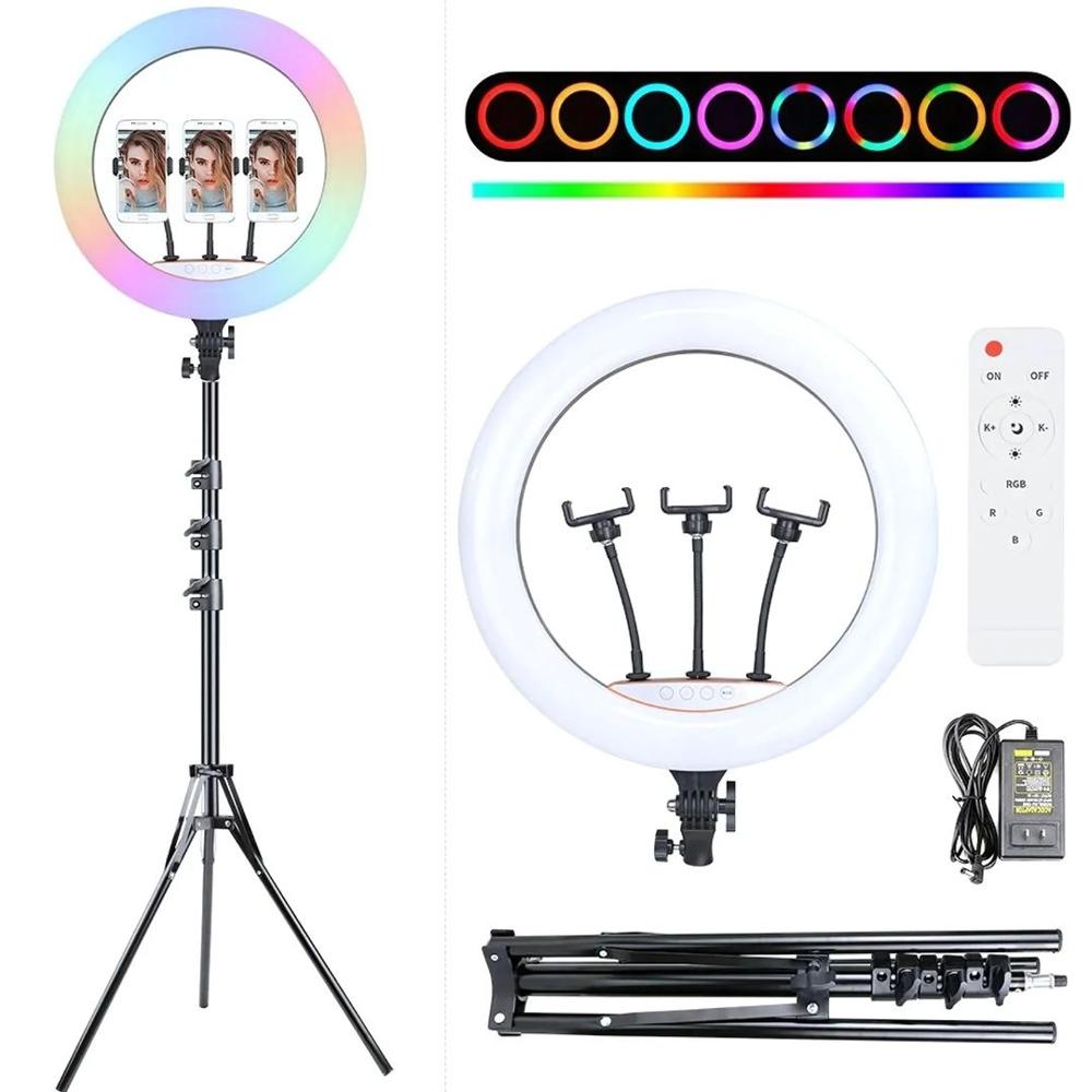 Aro de luz LED RGB de 45 cm Lámpara Táctil + Trípode + Control Remoto Aro de luz LED RGB de 45 cm Lámpara Táctil + Trípode + Control Remoto