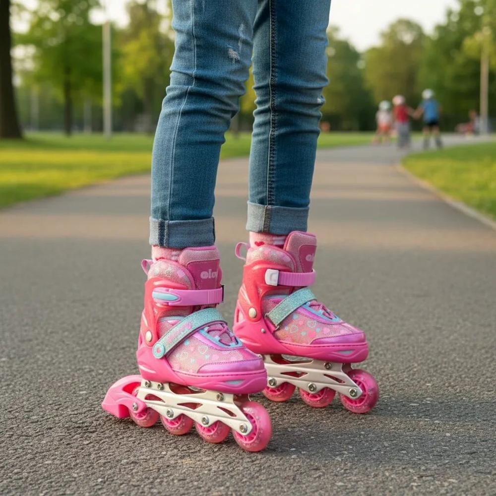 Patines lineales ajustables Rosado tallas S 31-34