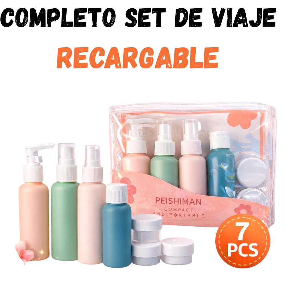 Kit Viajero de Envases Reutilizables  Set de Viaje Multiuso