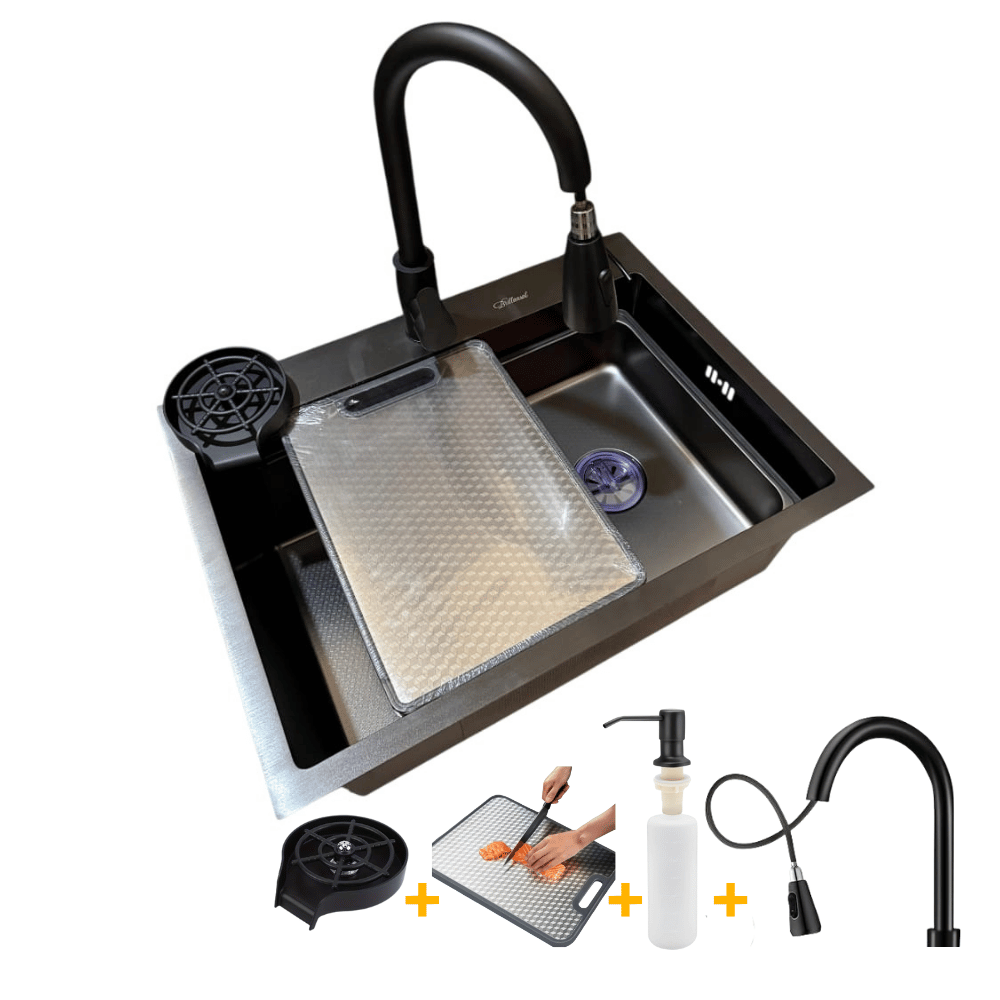 Lavadero de cocina 60 x 45 x 22 cm Nano Black Negro Mate