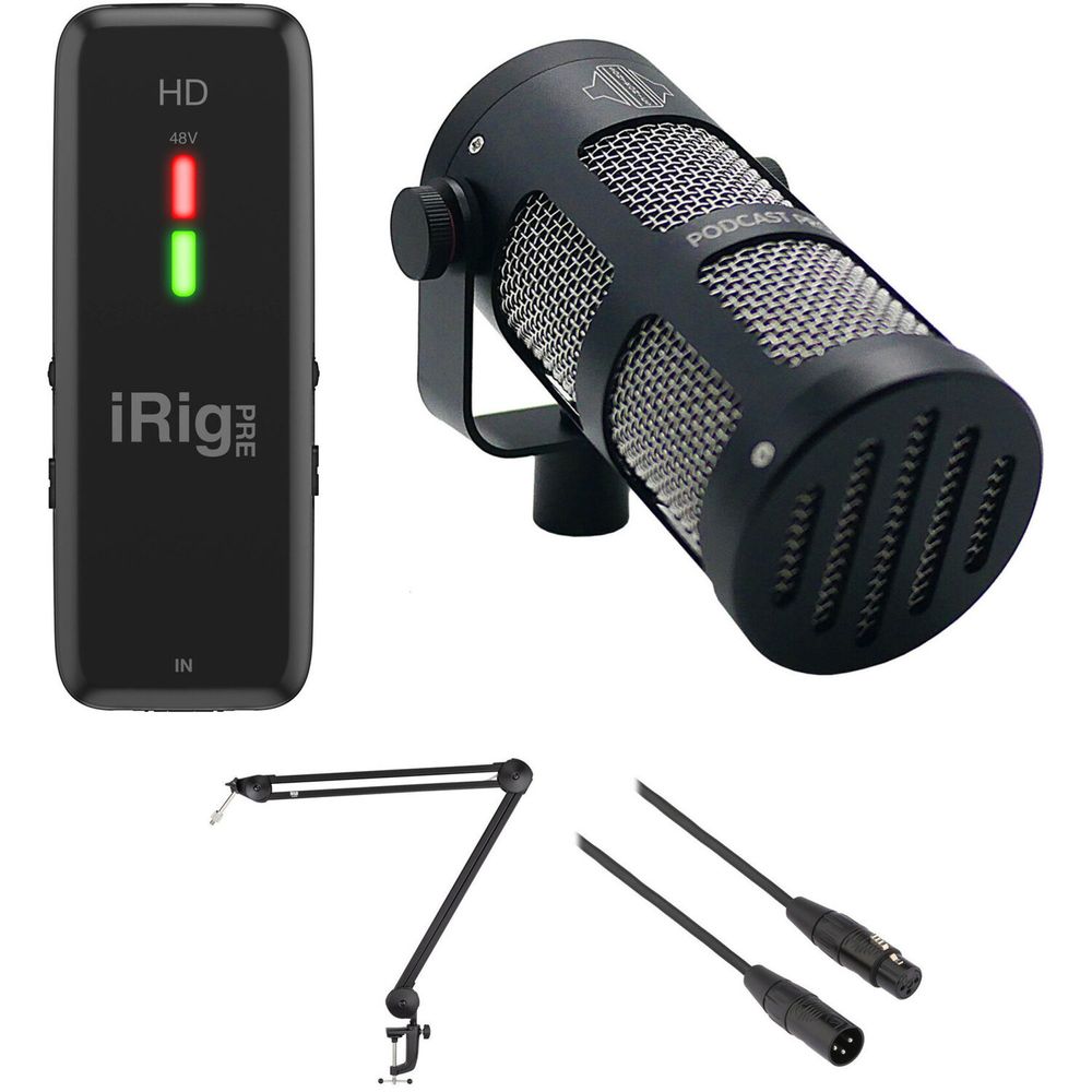 Kit de Interfaz de Audio Ik Multimedia Irig Pre Hd con Micrófono Sonotronics Podcast Pro Y Brazo de Kit de Interfaz de Audio Ik Multimedia Irig Pre Hd con Micrófono Sonotronics Podcast Pro Y Brazo de