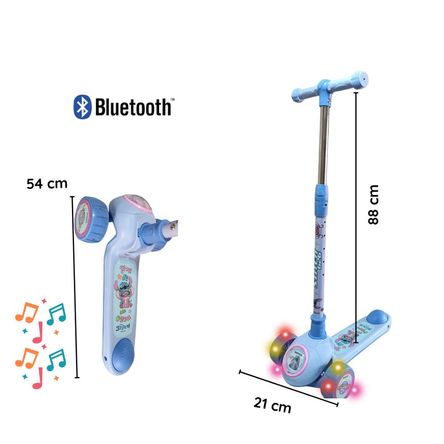 Scooter STICH Ajustable para Niños 5 a 12 Años con Luces LED Música y Bluetooth