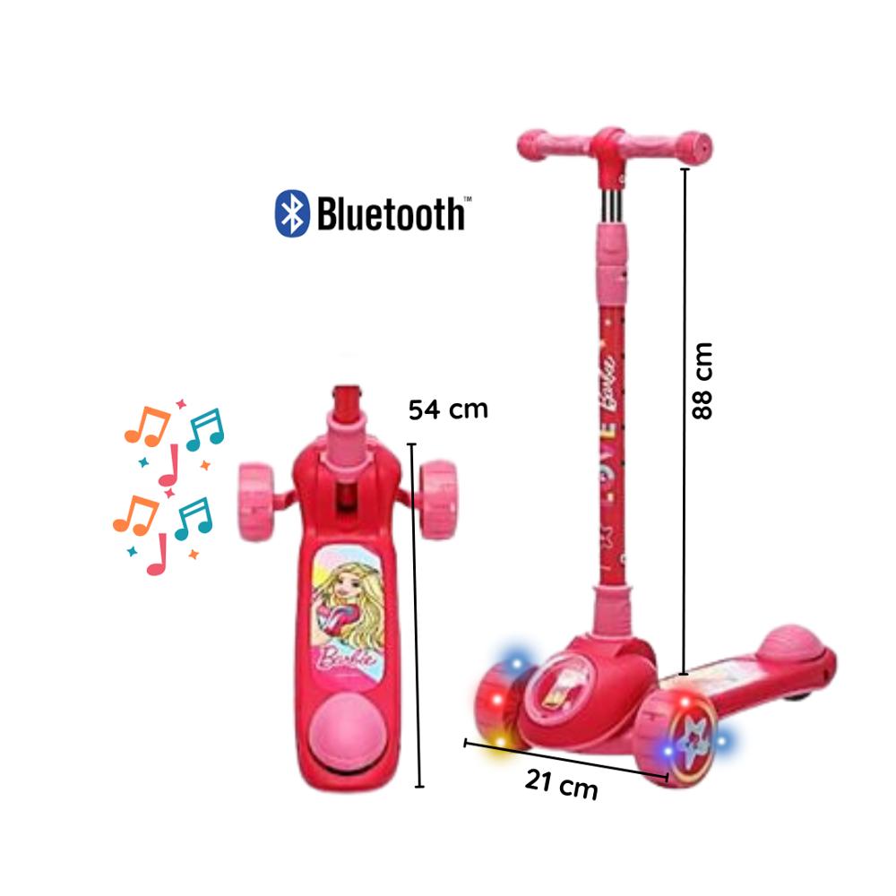 Scooter BARBIE Ajustable para Niños 5 a 12 Años con Luces LED Música y Bluetooth