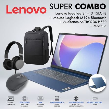 LAPTOP IDEAPAD SLIM 3 15IAH8 CORE i5-12450H MEMORIA 16GB DISCO 512GB SSD M2 83ER001DLMCDSPE LAPTOP IDEAPAD SLIM 3 15IAH8 CORE i5-12450H MEMORIA 16GB DISCO 512GB SSD M2 83ER001DLMCDSPE