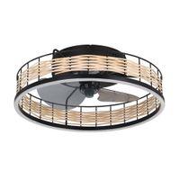 Ventilador de Techo Plafón Eglo Frana 35W Negro/Rattan