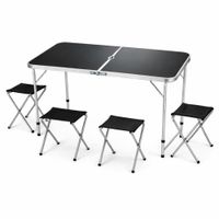 Mesa Pegable Portátil 4 Sillas Plegables Moderna Práctica Camping Piscina terraza  190568-3
