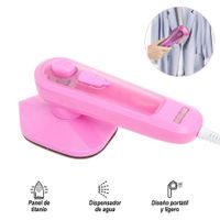 Plancha a Vapor Eléctrica para Ropa Planchado Vertical Horizontal Portátil Antiadherente - Rosado