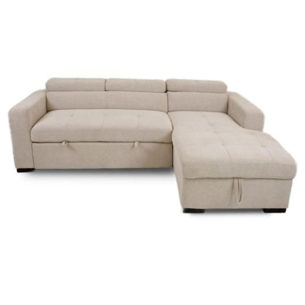 Sofá Seccional Cama Lucia con Baúl 3 Cuerpos Derecho - Beige
