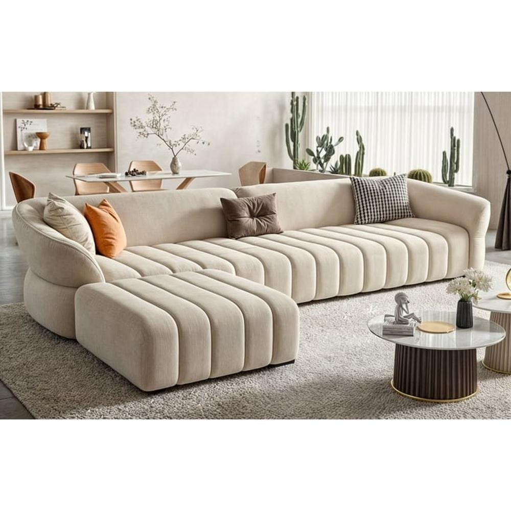 Sofá Seccional Versalle 4 Cuerpos con Puff - Ivory