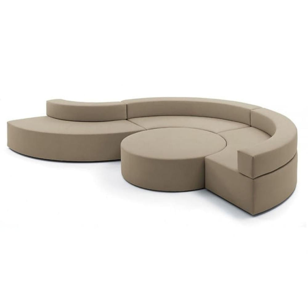 Sofá Modular Luke Curvo con Puff Circular - Beige