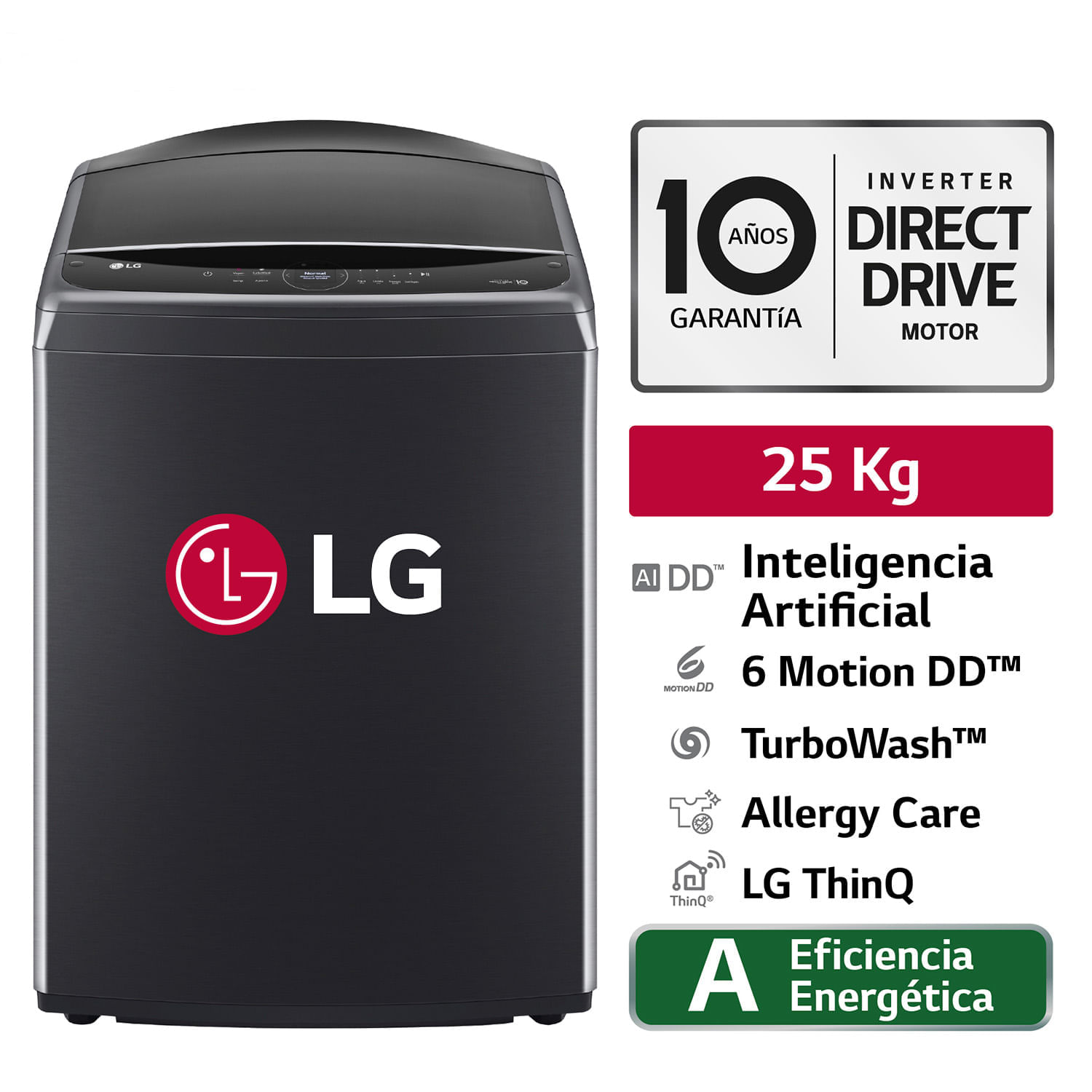 Lavadora LG WT25PBVS6 25Kg Negro metálico