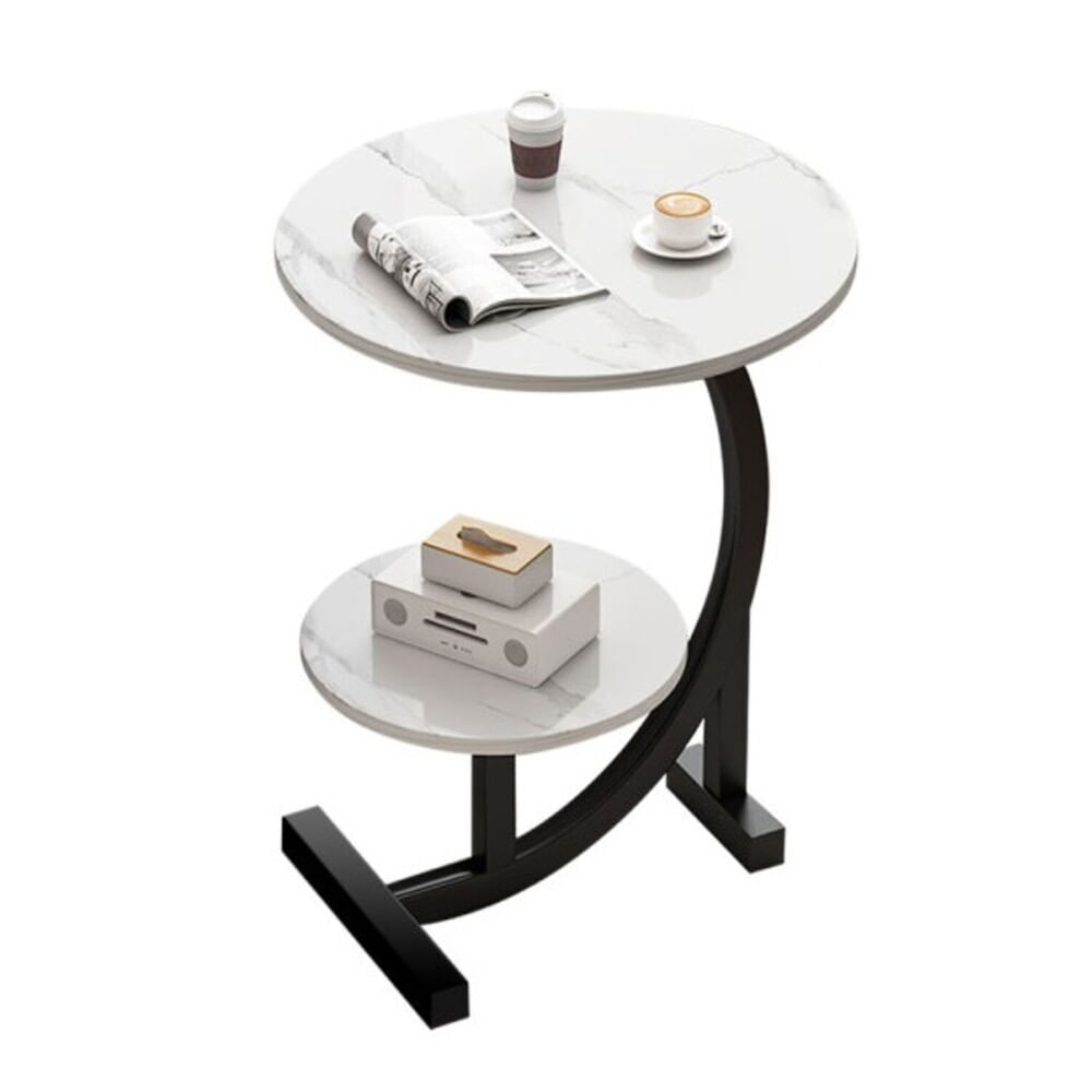 Mesa De Centro Sala De Estar Minimalista Elegante Redonda Blanco