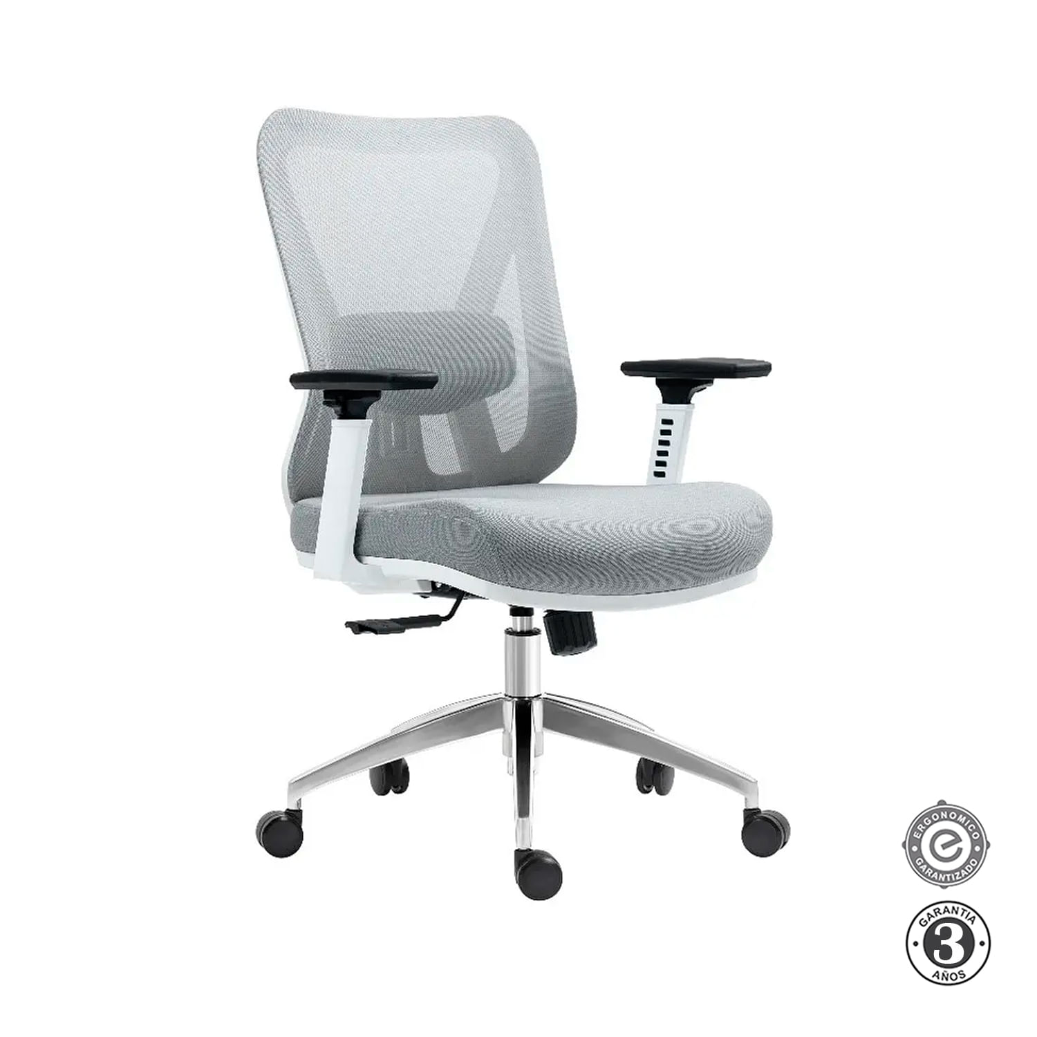Silla Ergonómica Smart Premium Gerente Syncro 3D Gris y Blanco Althea Confort